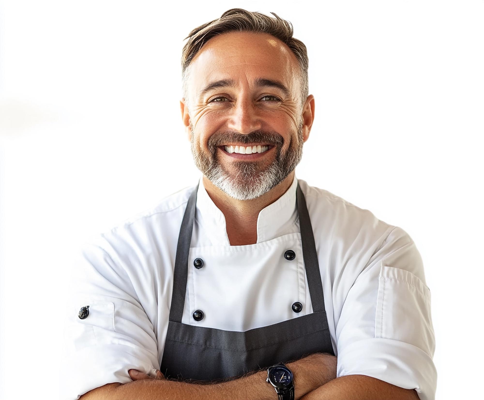 Chef mentor smiling with apron