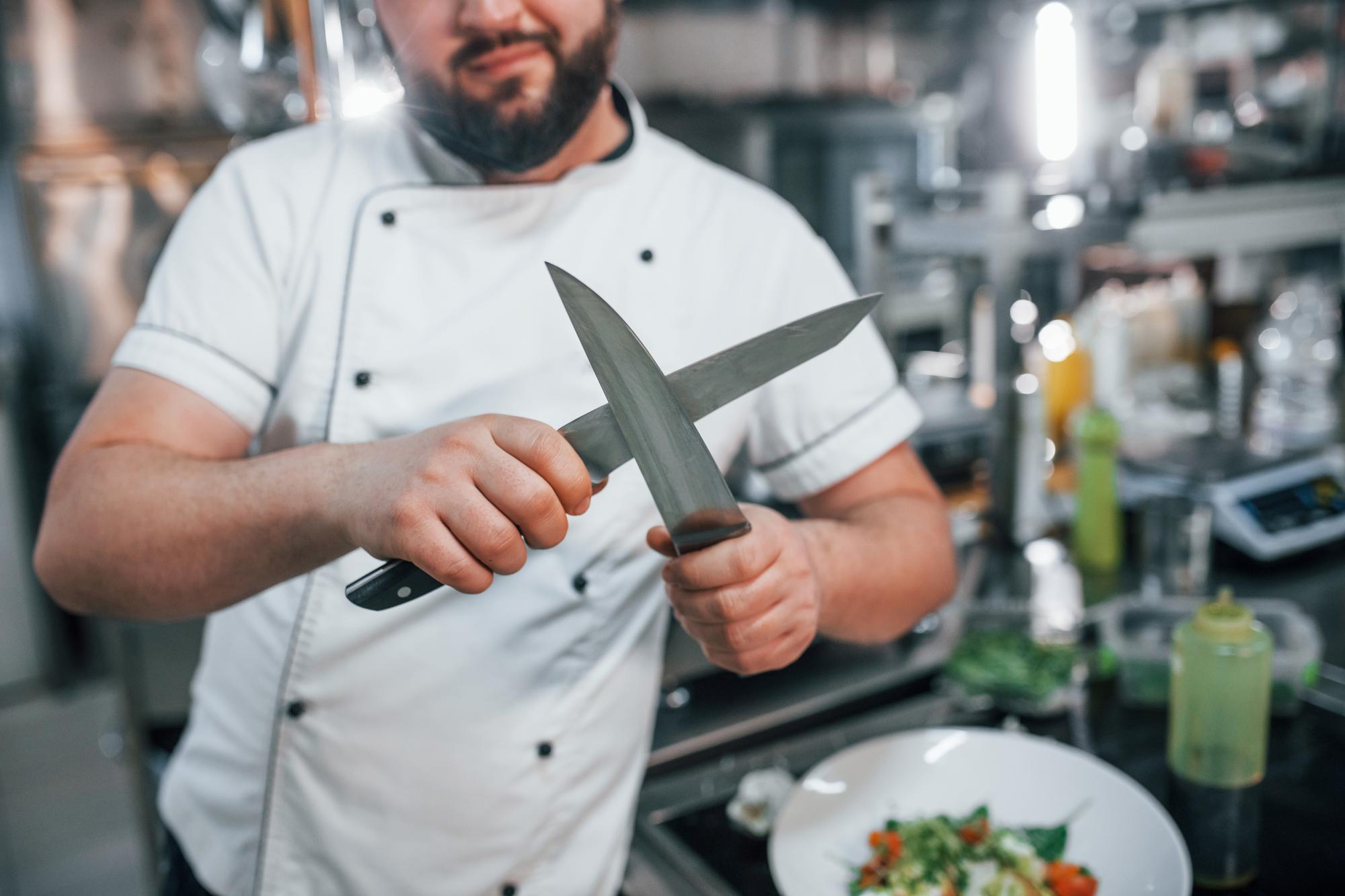 Chef demonstrating knife skills